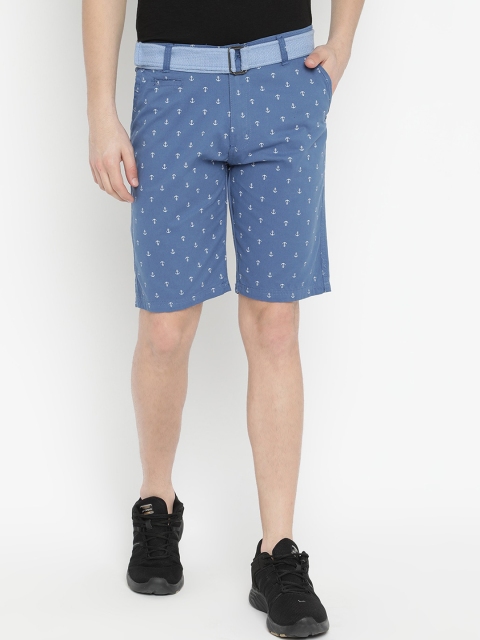 

V2 Value & Variety Men Blue & White Conversational Printed Cotton Bermuda Shorts