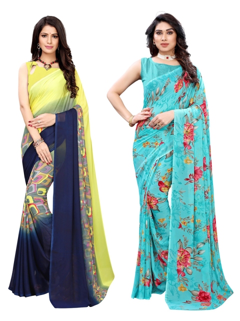 

KALINI Pack Of 2 Printed Poly Georgette Saree, Yellow