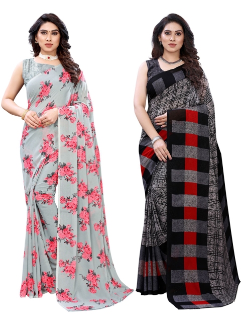 

KALINI Pack of 2 Grey & Black Printed Sarees