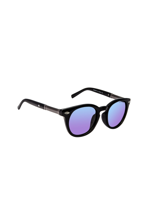 

David Blake Unisex Blue Lens & Black Round Sunglasses - R-RGDB2074-Black