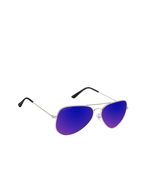 

David Blake Unisex Blue Lens & Silver-Toned Aviator Sunglasses R-RGDB1505