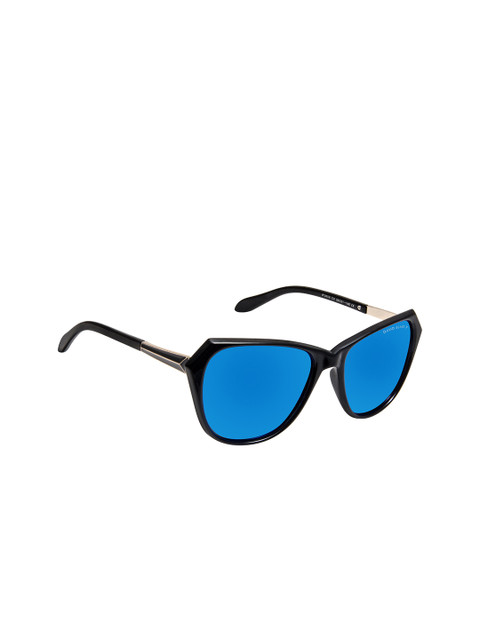 

David Blake Women Blue Lens & Black Cateye Sunglasses with Polarised and UV Protected Lens
