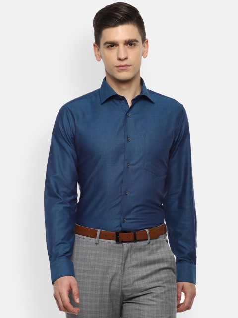 

Van Heusen Men Blue Opaque Pure Cotton Formal Shirt