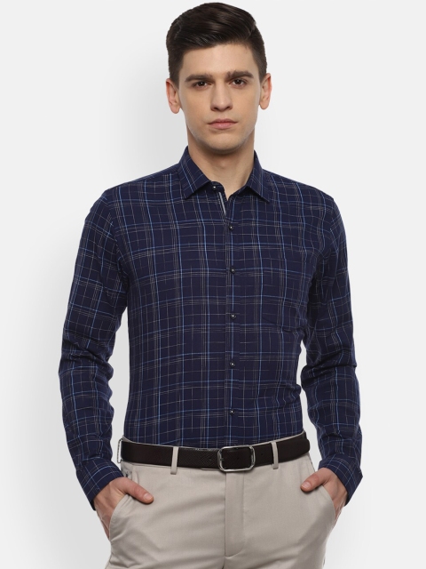 

Van Heusen Men Navy Blue Slim Fit Checked Formal Shirt