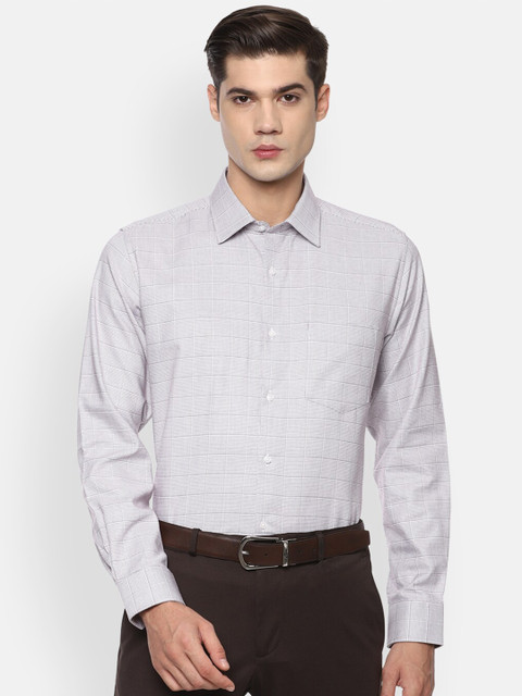 

Van Heusen Men Grey Opaque Checked Formal Shirt