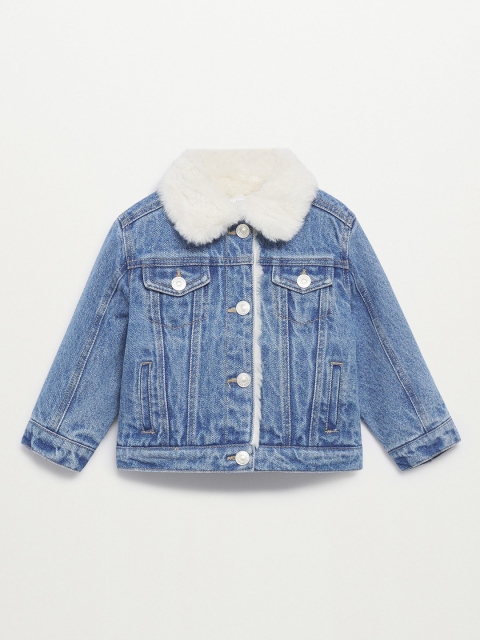 

Mango Kids Girls Blue Cotton Washed Denim Jacket, Navy blue