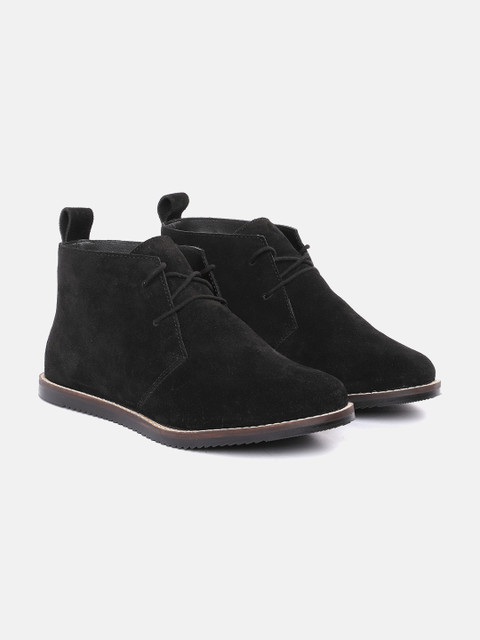 

Carlton London Women Black Solid Mid-Top Chukka Boots