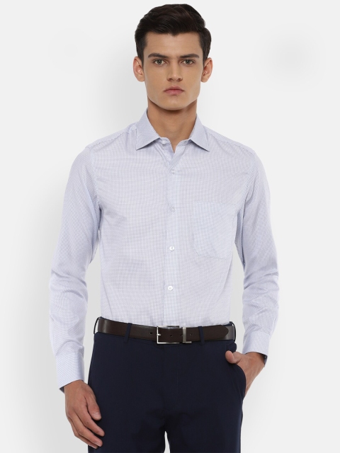 

Louis Philippe Men Blue Opaque Checked Pure Cotton Formal Shirt