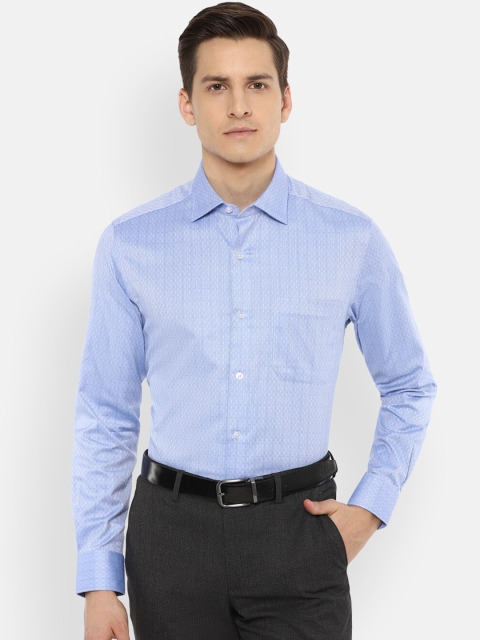 

Louis Philippe Gods & Kings Men Blue Opaque Striped Formal Shirt