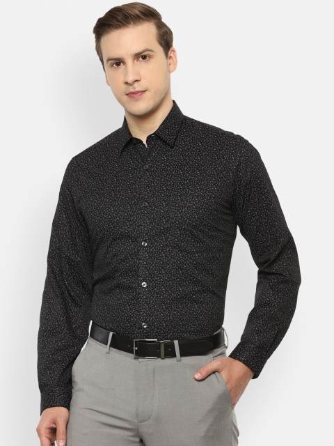 

Louis Philippe Men Black Slim Fit Opaque Printed Formal Shirt