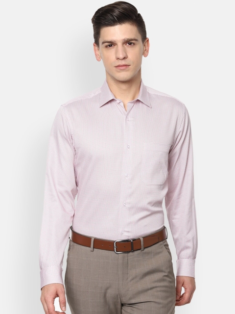 

Louis Philippe Men Pink Slim Fit Opaque Printed Formal Shirt