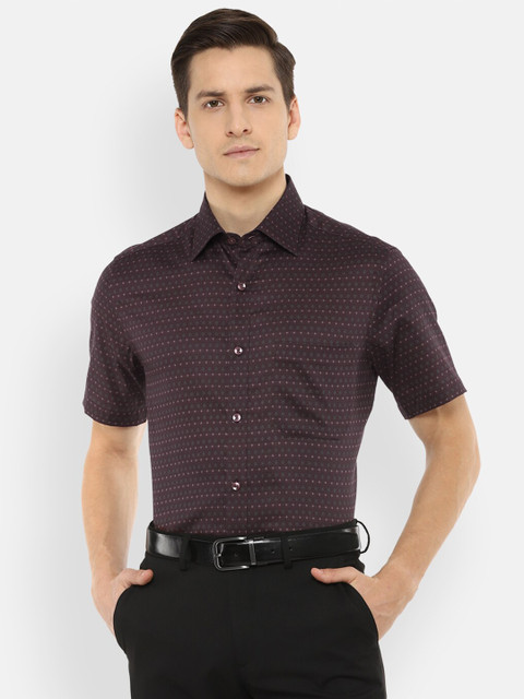 

Louis Philippe Men Maroon Opaque Printed Formal Shirt