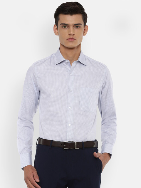 

Louis Philippe Men Blue Opaque Checked Formal Shirt