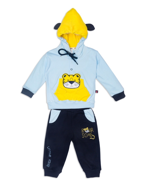 

Little Folks Kids Blue & Yellow Printed T-shirt with Trousers