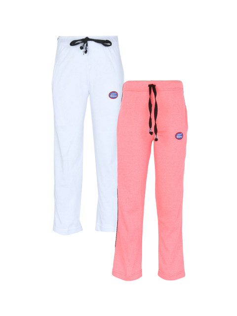 

VIMAL JONNEY Kids Pack Of 2 Peach & White Solid Track Pants