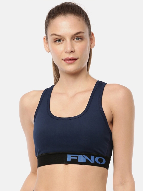 

FINO Navy Blue & Black Workout Bra Heavily Padded