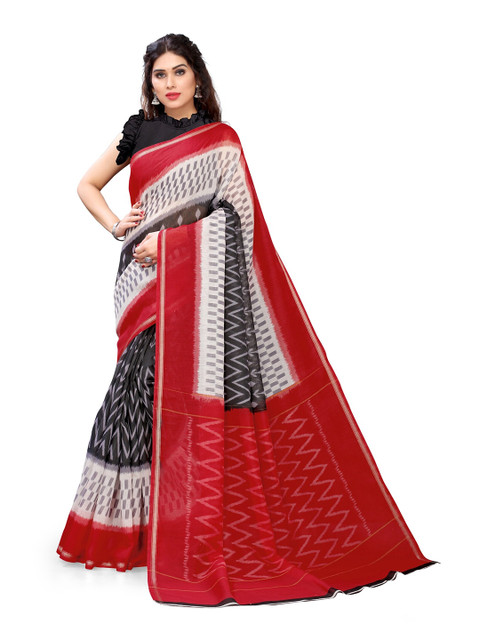 

KALINI Women White & Red Printed Saree