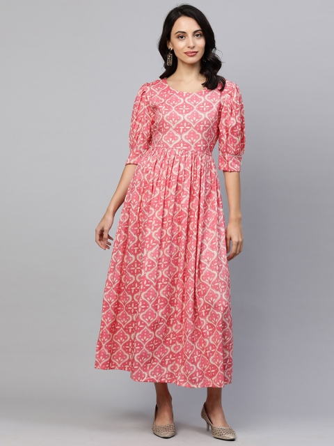 

FASHOR Peach-Coloured Floral Maxi Dress