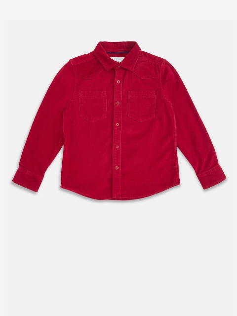

Pantaloons Junior Boys Red Opaque Pure Cotton Casual Shirt