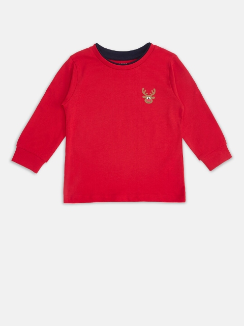 

Pantaloons Baby Boys Red Pure Cotton T-shirt