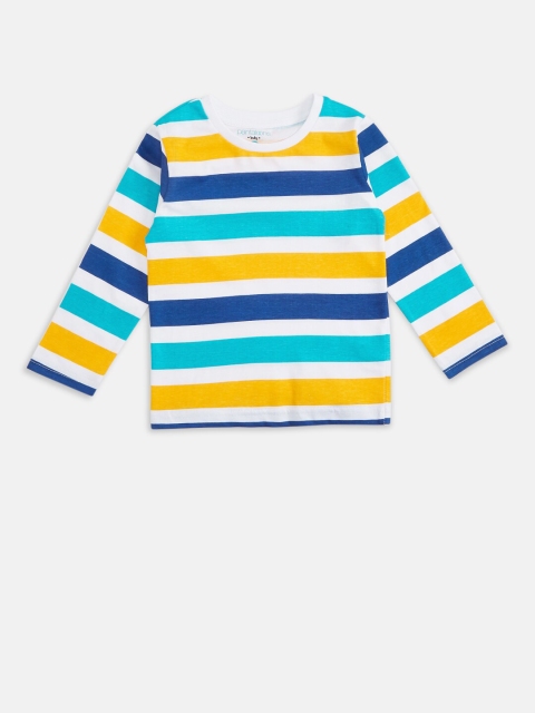 

Pantaloons Baby Boys Yellow & White Striped Pure Cotton T-shirt