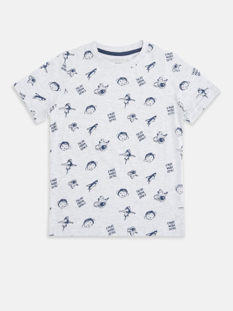 

Pantaloons Junior Boys Grey Melange Printed Pockets T-shirt