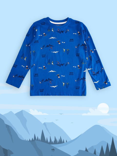 

Pantaloons Junior Boys Blue Printed T-shirt