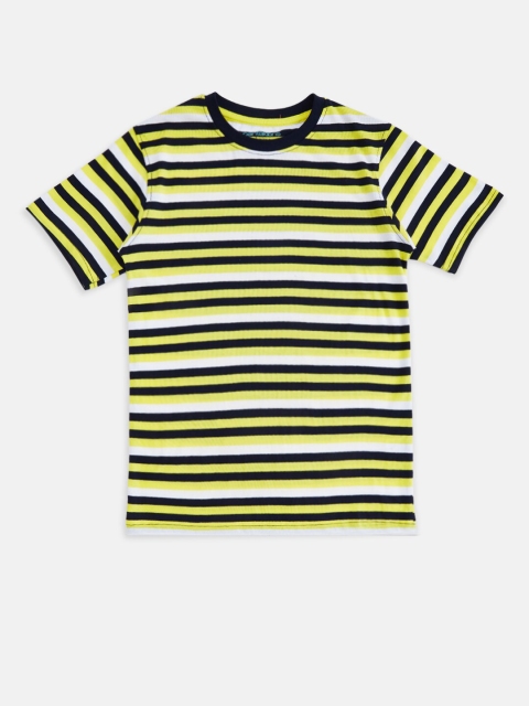 

Pantaloons Junior Boys Yellow Striped V-Neck Pockets T-shirt