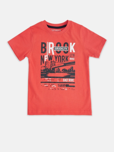 

Pantaloons Junior Boys Red Typography Printed T-shirt