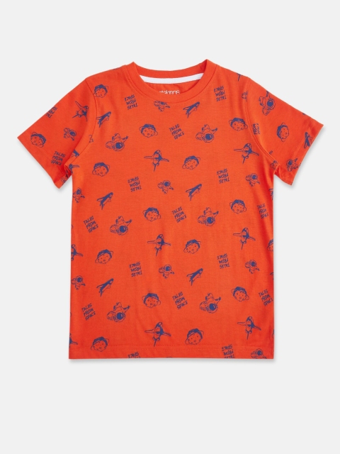 

Pantaloons Junior Boys Red Printed T-shirt