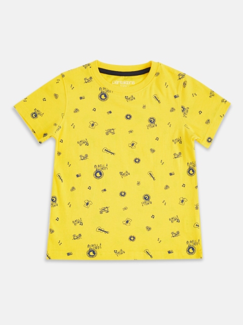 

Pantaloons Junior Boys Yellow Printed T-shirt