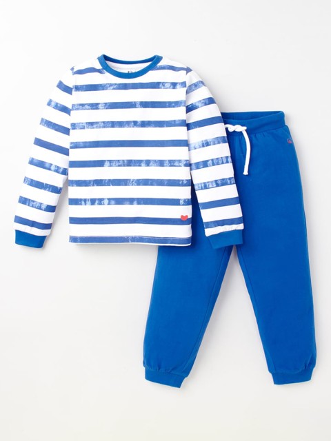 

Ed-a-Mamma Boys Blue Striped Pure Cotton Night Suit