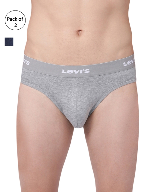 

Levis Men Pack of 2 Solid Pure Cotton Briefs BF-100CA-2PK, Grey