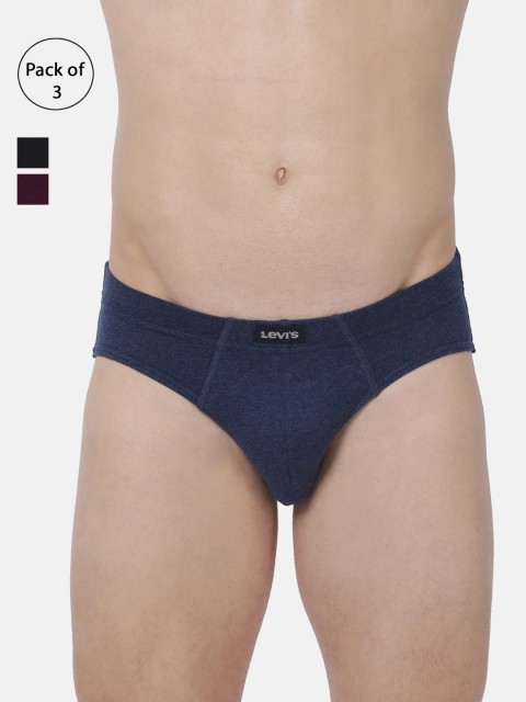 

Levis Men Pack of 3 Solid Pure Cotton Briefs BF-100CA-3PK, Black