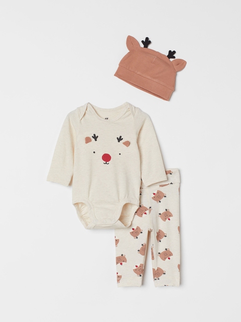 

H&M Girls White 3-Piece Cotton Set