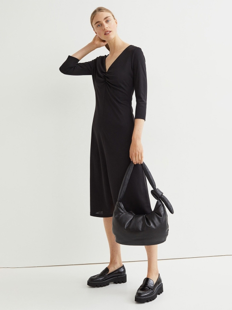 

H&M Women Black V-Neck Dress