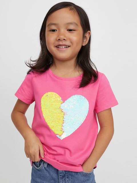 

H&M Girls Pink Interactive-Motif Pure Cotton Top