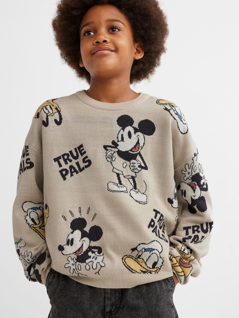 

H&M Girls Beige & Multicoloured Acrylic Minnie Mouse Jacquard-Knit Jumper
