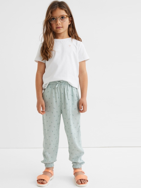 

H&M Girls Green Solid Patterned Joggers