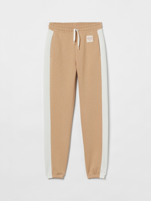 

H&M Girls Beige Side-Striped Joggers