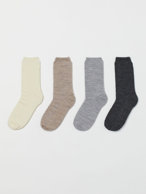 

H&M Boys White & Grey 4-Pack Wool-Blend Socks