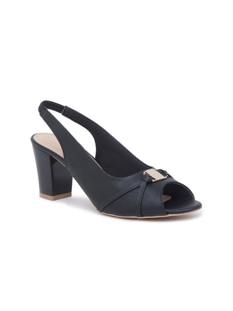 

Sole To Soul Black Block Peep Toes with Buckles