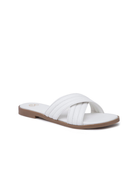 

Sole To Soul Women White Textured Open Toe Flats