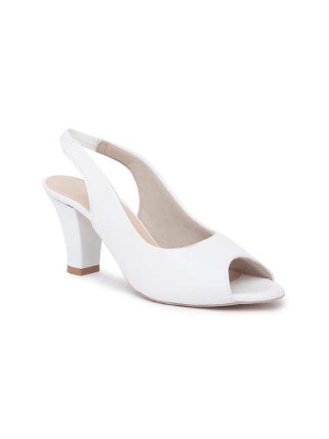 

Sole To Soul White Textured Work Block Peep Toes with Buckles