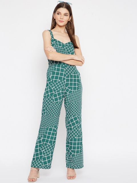 

U&F Green & White Printed Basic Jumpsuit