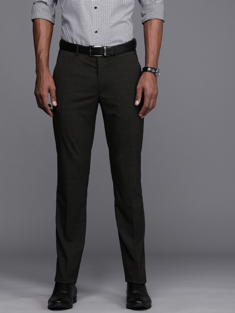 

Louis Philippe Men Black Checked Slim Fit Formal Trousers