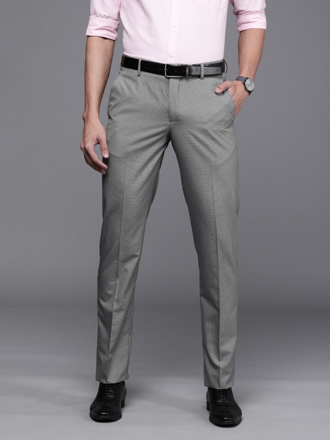 

Louis Philippe Men Grey Textured Slim Fit Formal Trousers