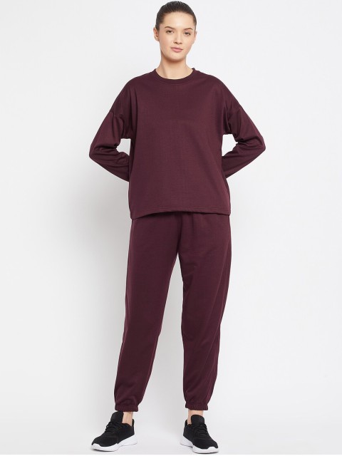

FRENCH FLEXIOUS Women Burgundy Relaxed-Fit Tracksuits
