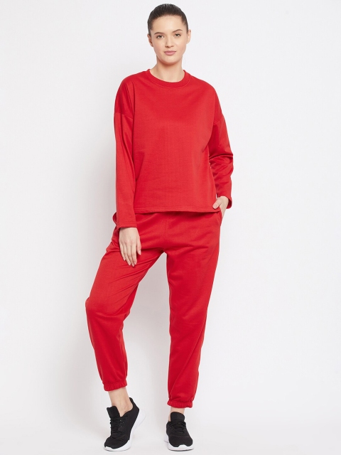

FRENCH FLEXIOUS Women Red Solid Track Suit