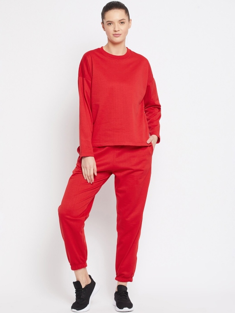

FRENCH FLEXIOUS Women Red Solid Track Suit